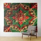 Tenture Fond décoratif rouge vert pour les fêtes (En situation (horizontale))