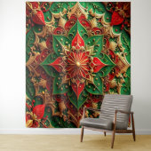 Tenture Fond décoratif rouge vert pour les fêtes (En situation)
