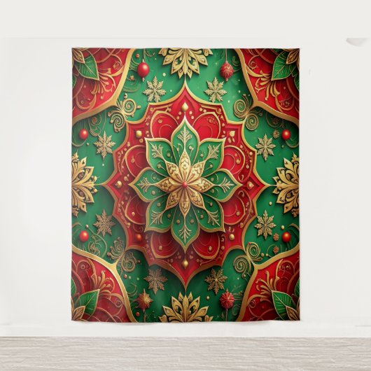 Tenture Fond décoratif rouge vert pour les fêtes (Devant)