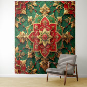 Tenture Fond décoratif rouge vert pour les fêtes (En situation)