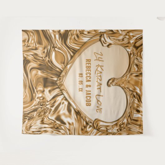 Tenture Fond doré métallisé de luxe en forme de cœur (Devant (Horizontal))