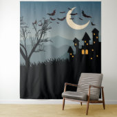 Tenture Fond effrayant d'Halloween avec une maison hantée (En situation)