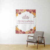 Tenture Fond élégant de rose Bourgogne | Quinceanera (En situation)