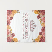 Tenture Fond élégant de rose Bourgogne | Quinceanera (Devant (Horizontal))