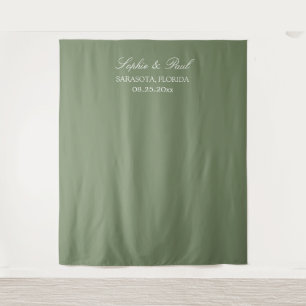 Tenture Fond élégant de stand photo de mariage vert sauge