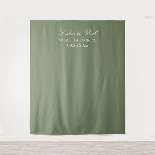 Tenture Fond élégant de stand photo de mariage vert sauge (Devant)