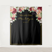 Tenture Fond élégant noir or burgundy blush floral (Devant)