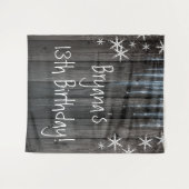 Tenture Fond en bois rustique glace hivernale flocons de n (Devant (Horizontal))