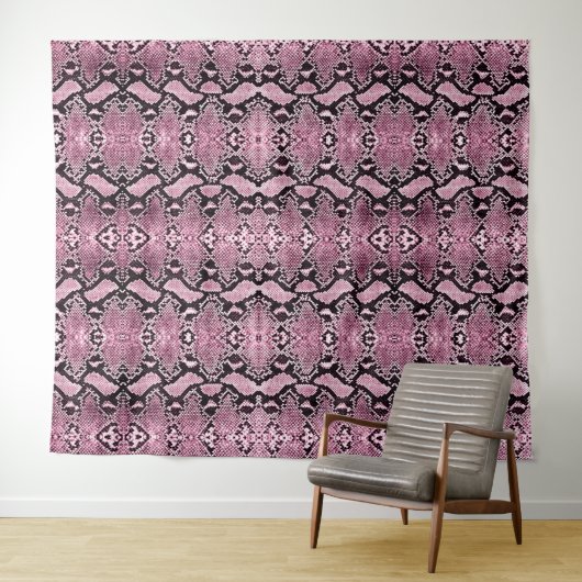 Tenture Fond en peau de serpent Python rose (En situation (horizontale))