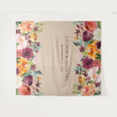 Tenture Fond floral de Bourgogne | Accessoire de photoboot (Devant (Horizontal))