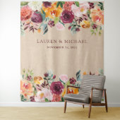 Tenture Fond floral de Bourgogne | Accessoire de photoboot (En situation)