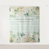 Tenture Fond floral de sauge et d'ivoire | Photobooth (Devant)