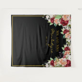 Tenture Fond floral élégant noir oré burgundy blush (Devant (Horizontal))