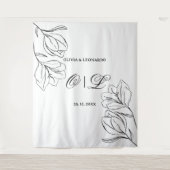 Tenture Fond Floral Noir Et Blanc Minimal mariage (Devant)