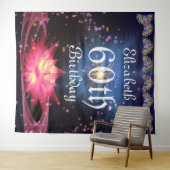 Tenture Fond floral pailleté | Fête d'anniversaire 60 ans  (En situation (horizontale))