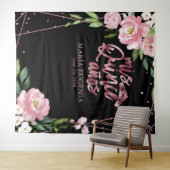 Tenture Fond floral rose doré métallisé pour Quinceanera (En situation (horizontale))