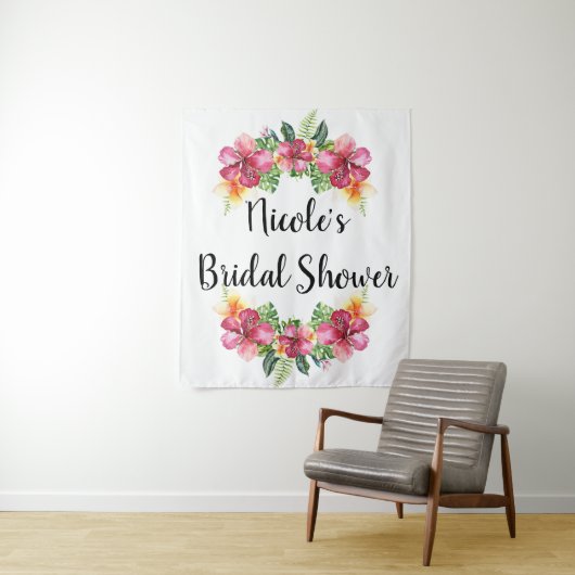 Tenture Fond floral tropical hibiscus botanique luau (En situation)