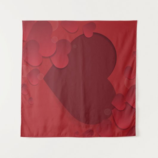 Tenture Fond géant de cœurs rouges (Devant (Horizontal))