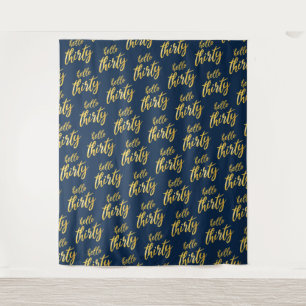 Tenture Fond Gold Navy "Bonjour Trente" Anniversaire