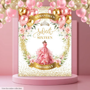 Tenture Fond magnifique pour un Sweet Sixteen Ballons doré