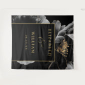 Tenture Fond Mariage Floral Élégant Noir Et Or (Devant (Horizontal))