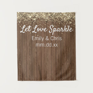 Tenture Fond Mariage rustique, Let Love Gold Photo Booth