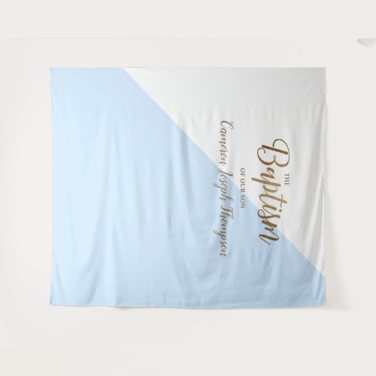 Tenture Fond moderne de baptême pour bébé garçon bleu (Devant (Horizontal))