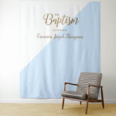 Tenture Fond moderne de baptême pour bébé garçon bleu (En situation)