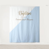 Tenture Fond moderne de baptême pour bébé garçon bleu (Devant)