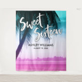 Tenture Fond moderne de luau tropical rose sarcelle pour S (Devant)