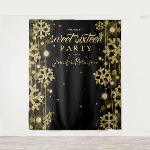 Tenture Fond noir doré pour Sweet Sixteen hivernal
