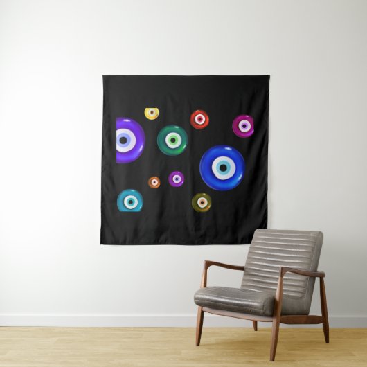 Tenture Fond noir oeil mal (En situation (horizontale))