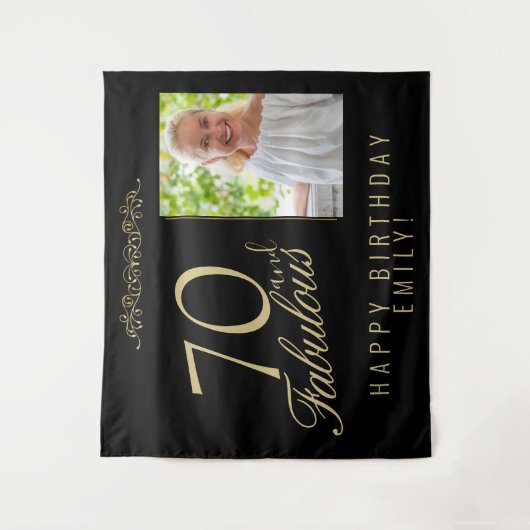 Tenture Fond noir pour photo d'anniversaire 70 ans et fabu (Devant)