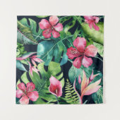 Tenture Fond paradis floral d'Hibiscus Tropical foncé (Devant)