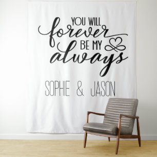 Tenture Fond personnalisable avec citation romantique