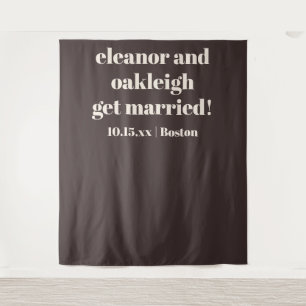 Tenture Fond personnalisé de mariage moderne marron avec p