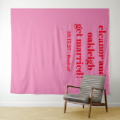 Tenture Fond personnalisé de mariage moderne rouge rose gr (En situation (horizontale))