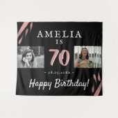 Tenture Fond personnalisé Élégant Rose Noir 70e Anniversai (Devant (Horizontal))