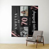 Tenture Fond personnalisé Élégant Rose Noir 70e Anniversai (En situation)