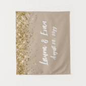 Tenture Fond personnalisé Mariage Photo Booth Sand Tan Or (Devant)