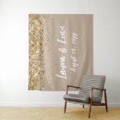 Tenture Fond personnalisé Mariage Photo Booth Sand Tan Or (En situation)