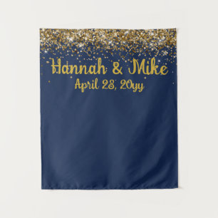 Tenture Fond personnalisé pour Photobooth de mariage Navy