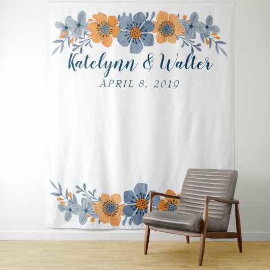 Tenture Fond photo Mariage bleu et orange (En situation)