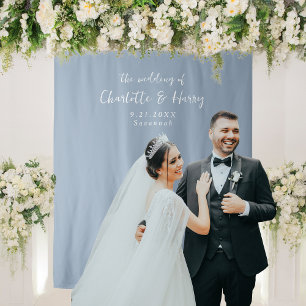 Tenture Fond photo minimaliste en bleu Dusty Mariage