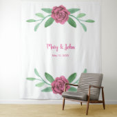 Tenture Fond photographique à la végétation florale rose (En situation)