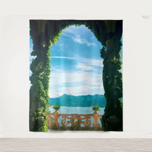 Tenture Fond photographique avec une fresque du lac de Côm (Devant)