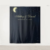 Tenture Fond photographique bleu nuit avec lune et étoiles (Devant)