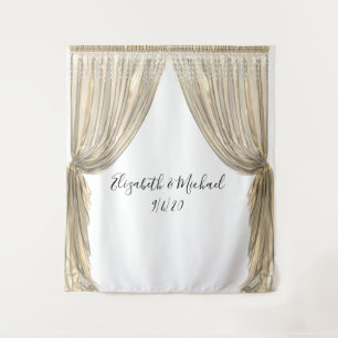 Tenture Fond photographique de mariage élégant rideau jaun