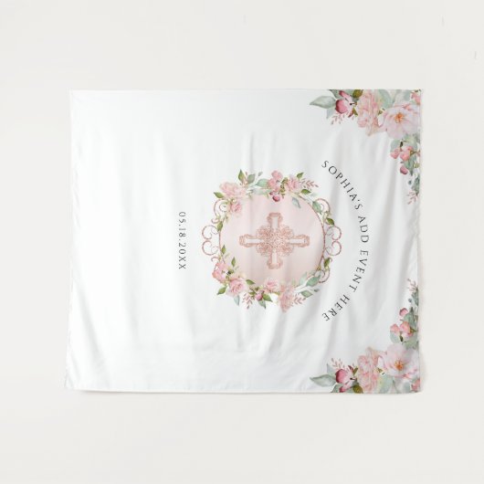 Tenture Fond photographique doré rose pêche avec touche re (Devant (Horizontal))