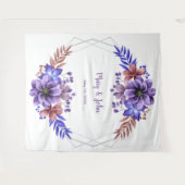 Tenture Fond photographique floral aquarelle bleu et viole (Devant (Horizontal))